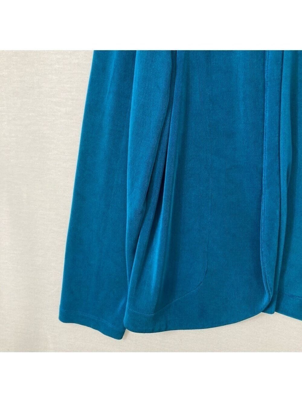 #0075 - Chico's Teal Open-Front Velvet Cardigan - Picture 6 of 8